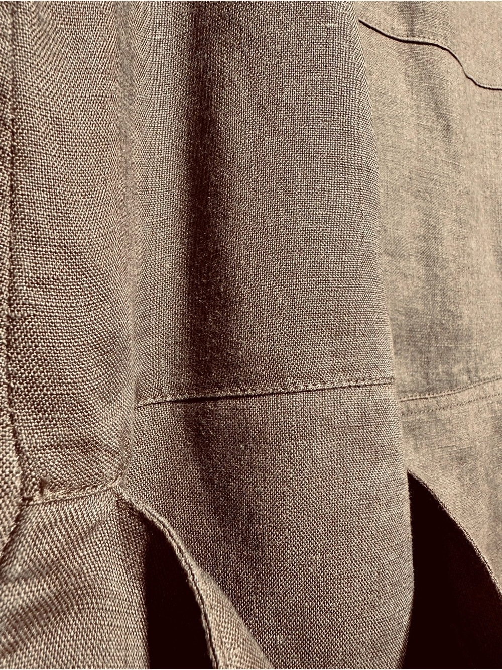 Animale Brown Linen Tulip Bubble Skirt Lagenlook Avant Garde Artsy Midi Pockets - Picture 3 of 8